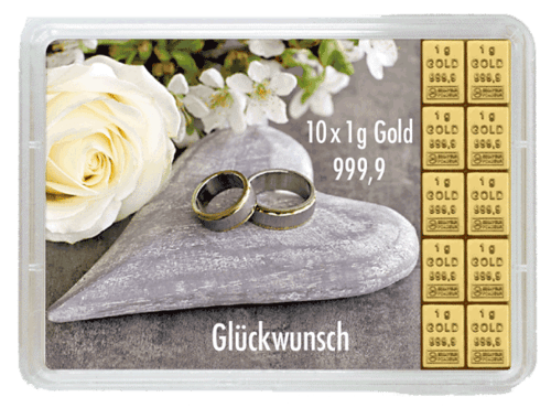 10 g Gold Geschenkkarte Glückwunsch zur Hochzeit 10 g Gold
