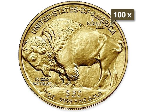 Investmentbundle 100 x 1 Unze Gold American Buffalo 2024