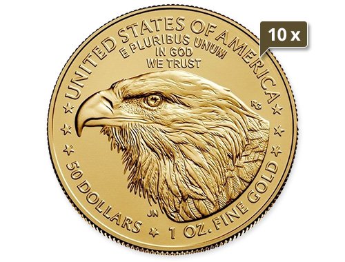 10 x 1 Unze Gold American Eagle diverse Jahrgänge