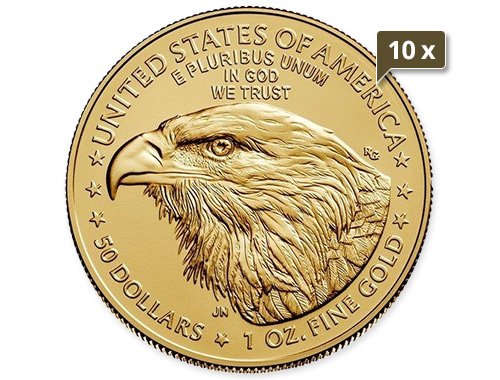 10 x 1 Unze Gold American Eagle 2023