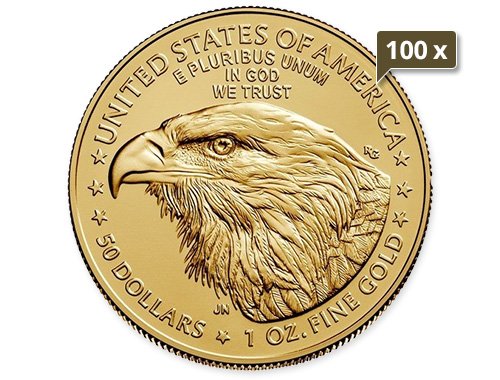100 x 1 Unze Gold American Eagle 2024