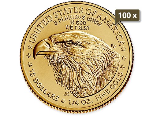 100 x 1/4 Unze Gold American Eagle 2024