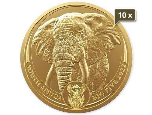 10 x 1 Unze Gold Big Five Elefant 2023