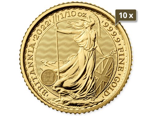 10 x 1/10 Unze Gold Britannia diverse Jahrgänge