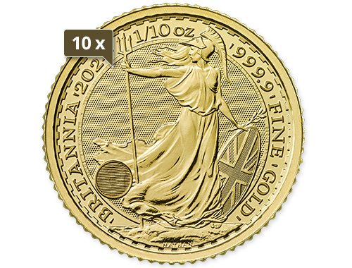 10 x 1/10 Unze Gold Britannia 2024 