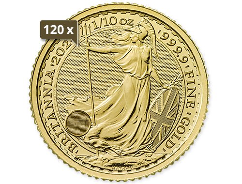 120 x 1/10 Unze Gold Britannia 2024 Charles III.