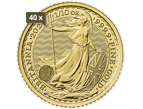 40 x 1/10 Unze Gold Britannia 2024 Charles III.