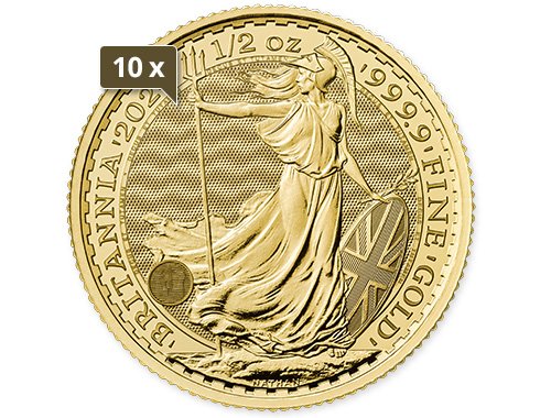 10 x 1/2 Unze Gold Britannia 2024 