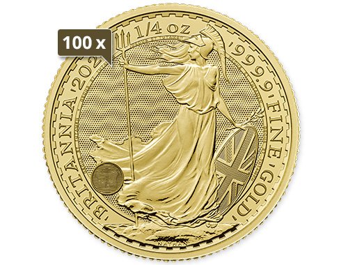 100 x 1/4 Unze Gold Britannia 2024