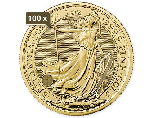 100 x 1 Unze Gold Britannia 2024 