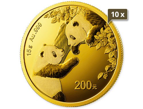 10 x 15 g Gold China Panda 2023