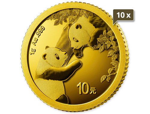 10 x 1 g Gold China Panda 2023