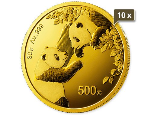 10 x 30 g Gold China Panda 2023