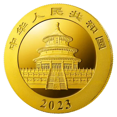 1 g China Panda Goldmünze Wertseite 1 g China Panda Goldmünze Wertseite