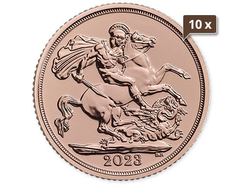 10 x 7,32 g Gold Full Sovereign 2023