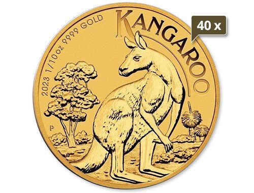 40 x 1/10 Unze Gold Australien Känguru 2023