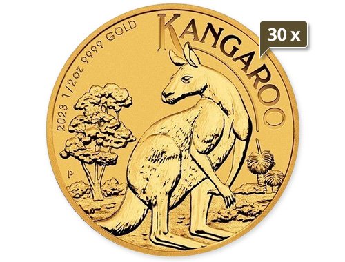 30 x 1/2 Unze Gold Australien Känguru 2023