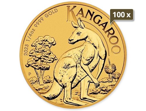 100 x 1/4 Unze Gold Australien Känguru 2023