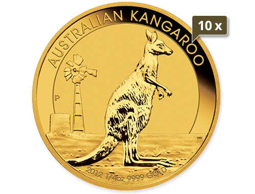 10 x 1/4 Unze Gold Australien Känguru diverse Jahrgänge