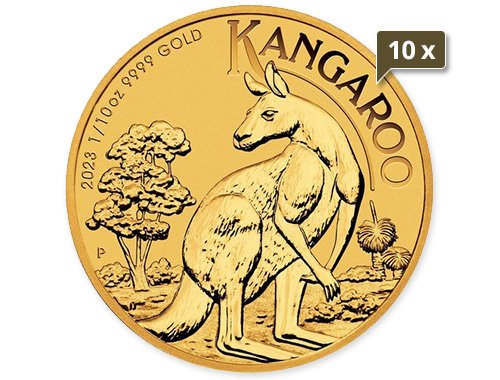 10 x 1/10 Unze Gold Australien Känguru diverse Jahrgänge