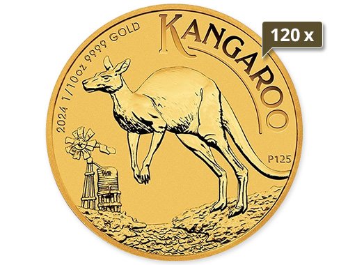 120 x 1/10 Unze Gold Australien Känguru 2024