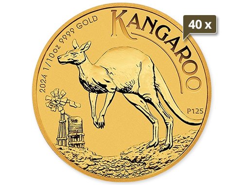40 x 1/10 Unze Gold Australien Känguru 2024