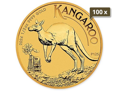 100 x 1/2 Unze Gold Australien Känguru 2024