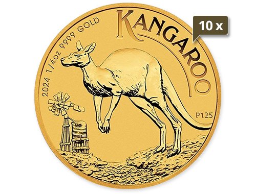 10 x 1/4 Unze Gold Australien Känguru 2024