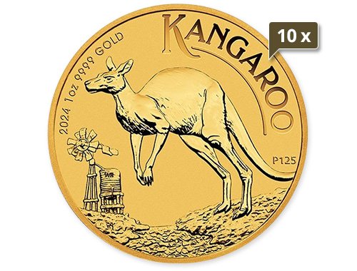 10 x 1 Unze Gold Australien Känguru 2024