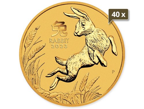 40 x 1/10 Unze Gold Lunar III Hase 2023