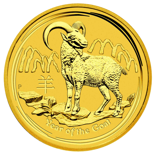 Vorderseite 10 Unzen Gold Lunar II Ziege 2015 