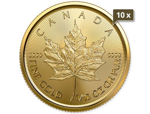 10 x 1/10 Unze Gold Maple Leaf 2024