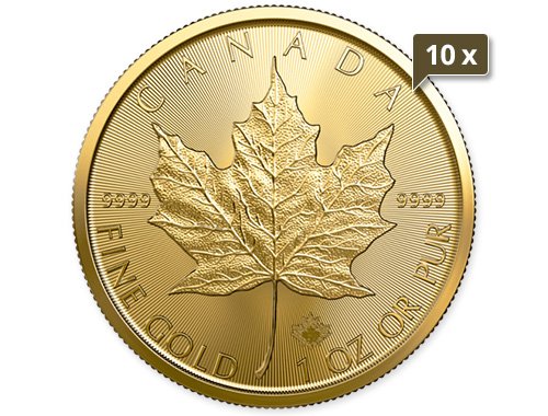 10 x 1 Unze Gold Maple Leaf 2023