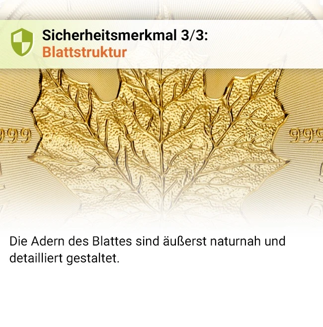 Gold Maple Leaf Sicherheitsmerkmal 3/3