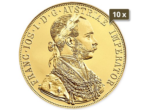10 x 13,76 g Gold Österreich 4 Dukaten 1915 prägefrische Nachprägung