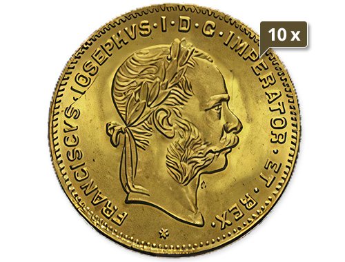 10 x 2,91 g Gold Österreich 4 Florin diverse Jahrgänge