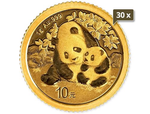 30 x 1 g Gold China Panda 2024