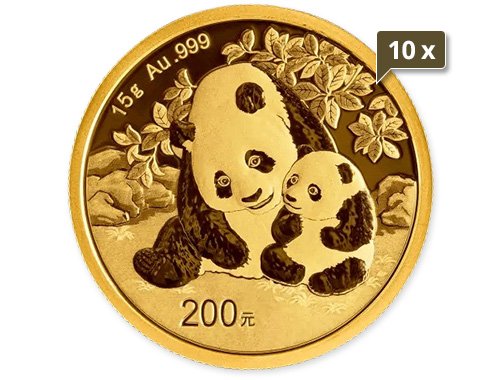 10 x 15 g Gold China Panda 2024