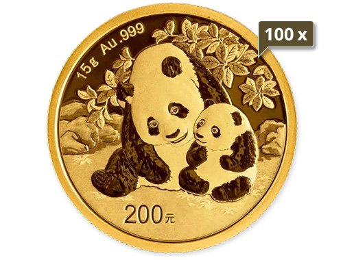 100 x 15 g Gold China Panda 2024