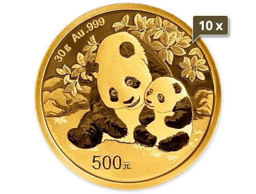 10 x 30 g Gold China Panda 2024