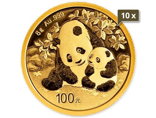 10 x 8 g Gold China Panda 2024