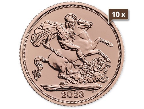 10 x 1,83 g Gold Quarter Sovereign 2023