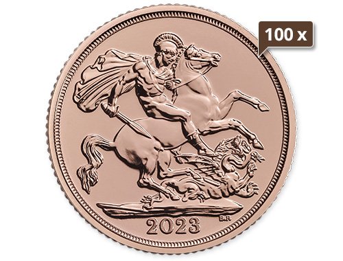 100 x 1,83 g Gold Quarter Sovereign 2023