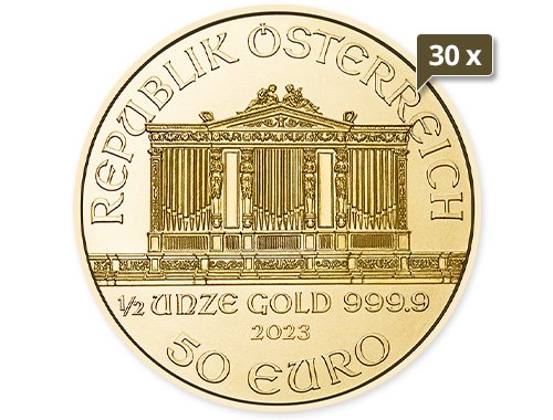 30 x 1/2 Unze Gold Wiener Philharmoniker 2023