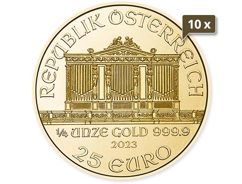 10 x 1/4 Unze Gold Wiener Philharmoniker 2023