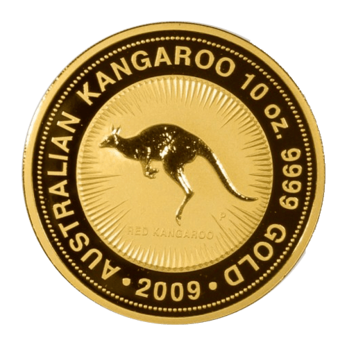 Vorderseite 10 Unzen Gold Australien Känguru | Vorderseite Goldmünze 10 oz Australian Kangaroo der Perth Mint Australia