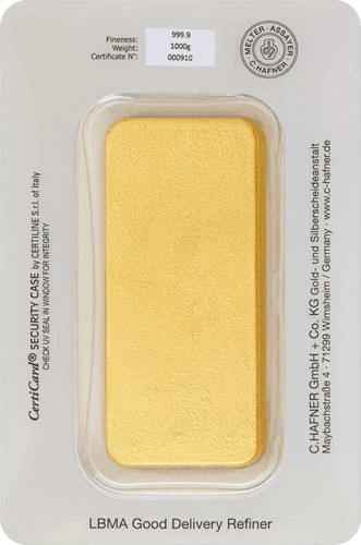 1 kg Goldbarren C. Hafner gegossen Rückseite