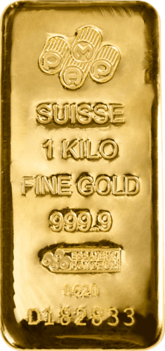 Vorderseite Goldbarren Suisse 1 Kilogramm, der Hersteller PAMP