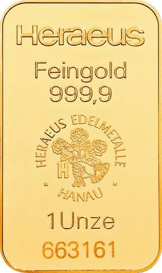 1 Unze Goldbarren Heraeus (zollfrei)