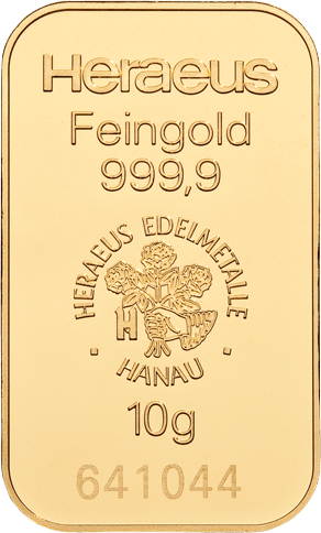 10 g Goldbarren Heraeus (lagernd Frankfurt)